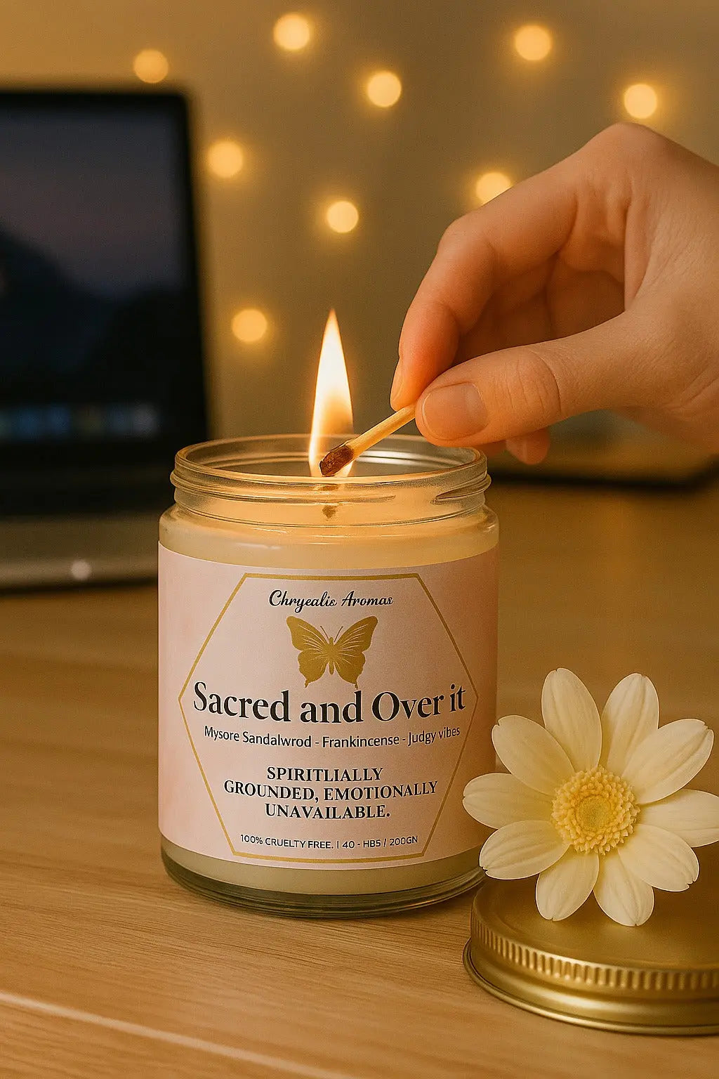 Chrysalis Aromas Sacred and Over It! candle – ideal gift for women & men seeking peace through scent